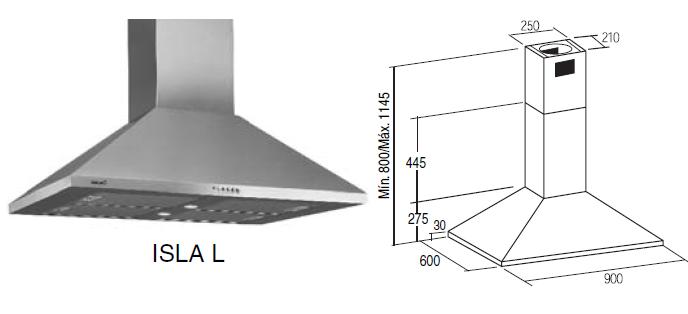 HOTA INOX ISLA L  900mm ― Ventilatoare Store - Magazin Online