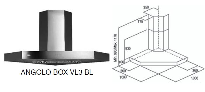 HOTA INOX DE COLT ANGOLO BOX VL3 BL 1000mm ― Ventilatoare Store - Magazin Online